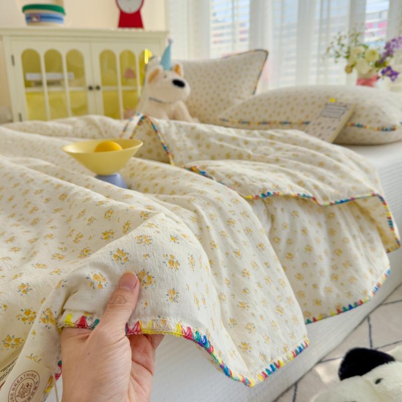 Korean Style Summer Cool Quilt For Girls 2025 New Bowknot Washed Cotton Simple Air Conditioning Quilt Hot Sale
