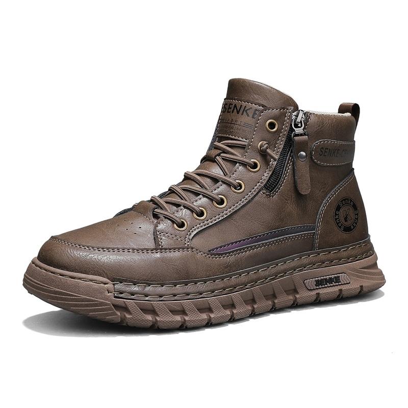 Training Shoes Botas Outdoor Treking Footwear Mens High Top Leather Ankle Boots Comfortable Motorcycle Boots Non Slip Walking