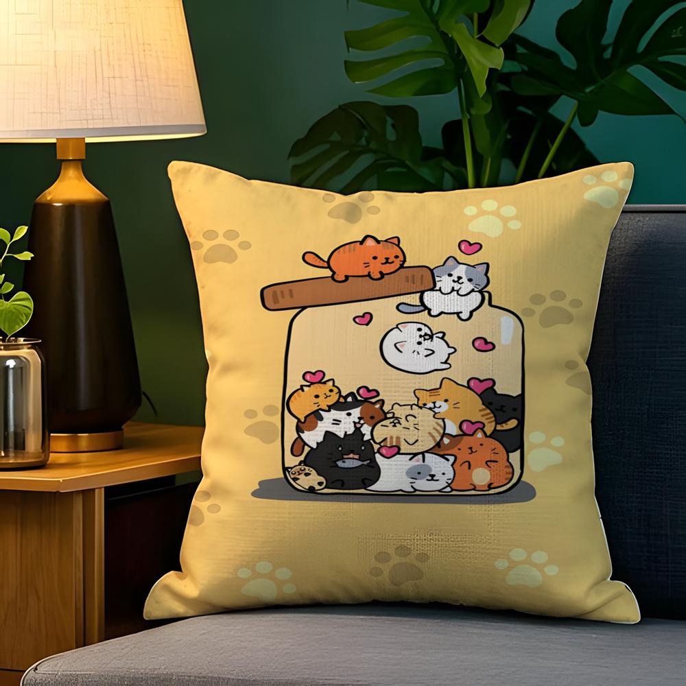 Cute cartoon animal girl decor Pillow Case Natural Linen Pillow Case DoubleSided Decor Sofa Pillowcase Home Decor