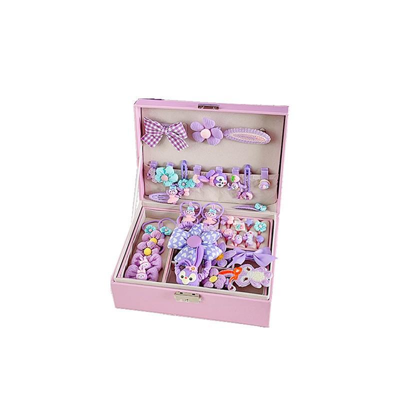 Kids Hair Accessories Set Gift Box Girls Birthday Party Princess Style Hairpins Rubber Bands Headbands