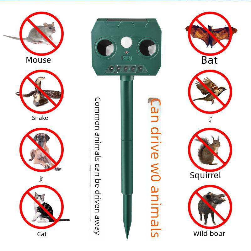 Solar Ultrasonic Animal Repeller with Infrared Sensor for Mice, Birds, and Insects