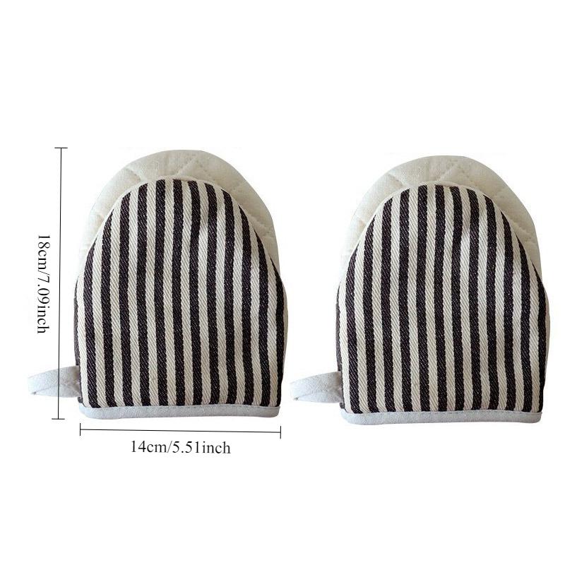 Heat-Resistant Oven Gloves Japanese-style Stripe Mini Oven Mitts Baking Gloves with Hanging Loops Hot Gloves for Cooking
