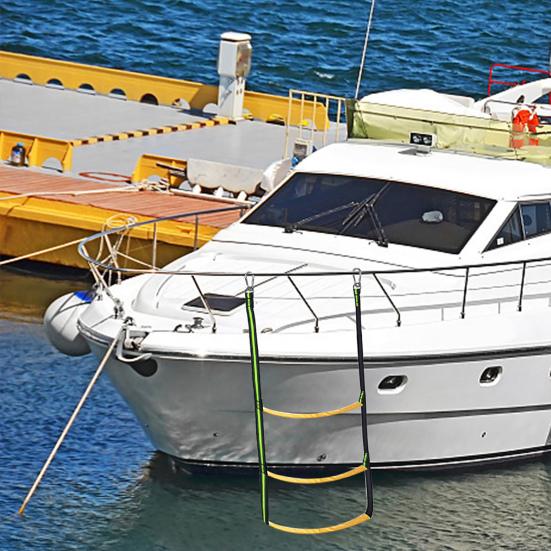 Three Step Ladder Foldable Reusable Nylon Boat Rope Ladder Strong Load-Bearing Ladder for Yachts Boats