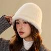 Women S Fluffy Knitted Bucket Hat Warm Korean Style Versatile Face Covering