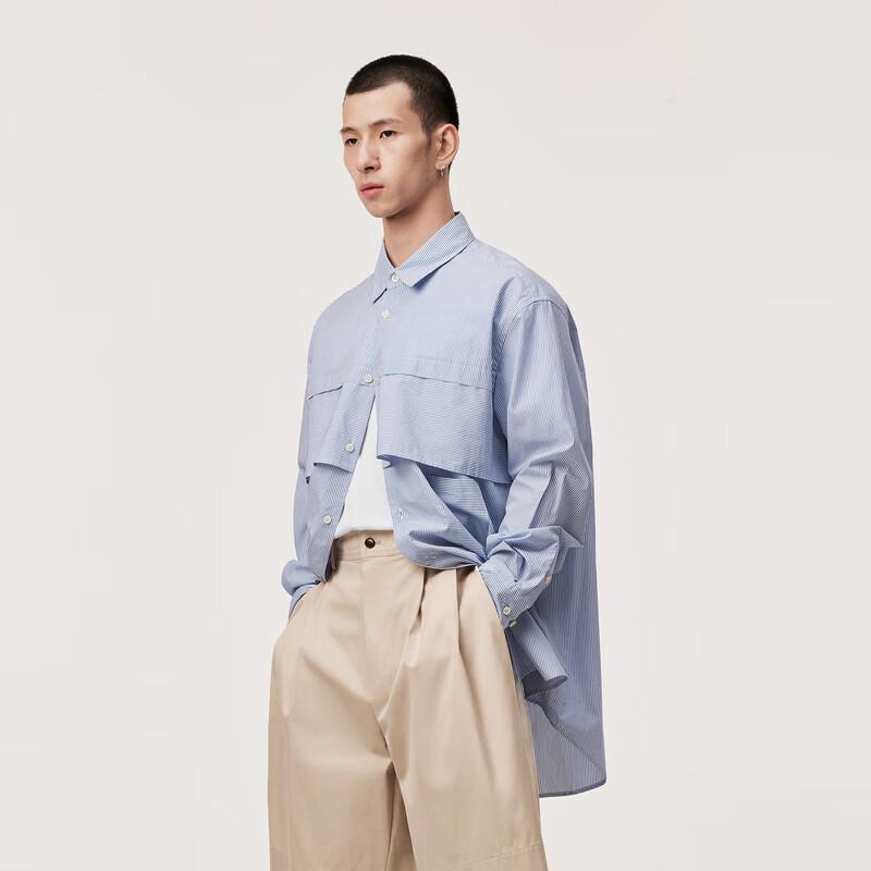 CROQUIS Men's Striped Long Sleeve Casual Shirt