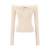 Lace One-word Shoulder Long-sleeved T-shirt Women's Spring and Summer New American Spice Girl Solid Color Splicing Bottoming Shirt Top