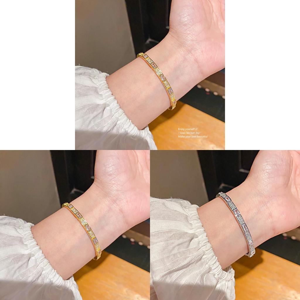Kupfer Zirkon Kreis Quadrat Armband Mit Zirkonia Für Elegante Frauen
