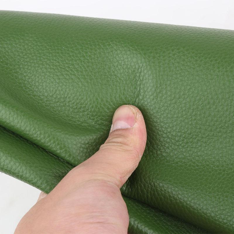 Green Apple Calfskin Leather, Lychee Grain, Full-grain Leather, Genuine Leather, Upholstery Fabric for Sofas, Bed Headboards, Se