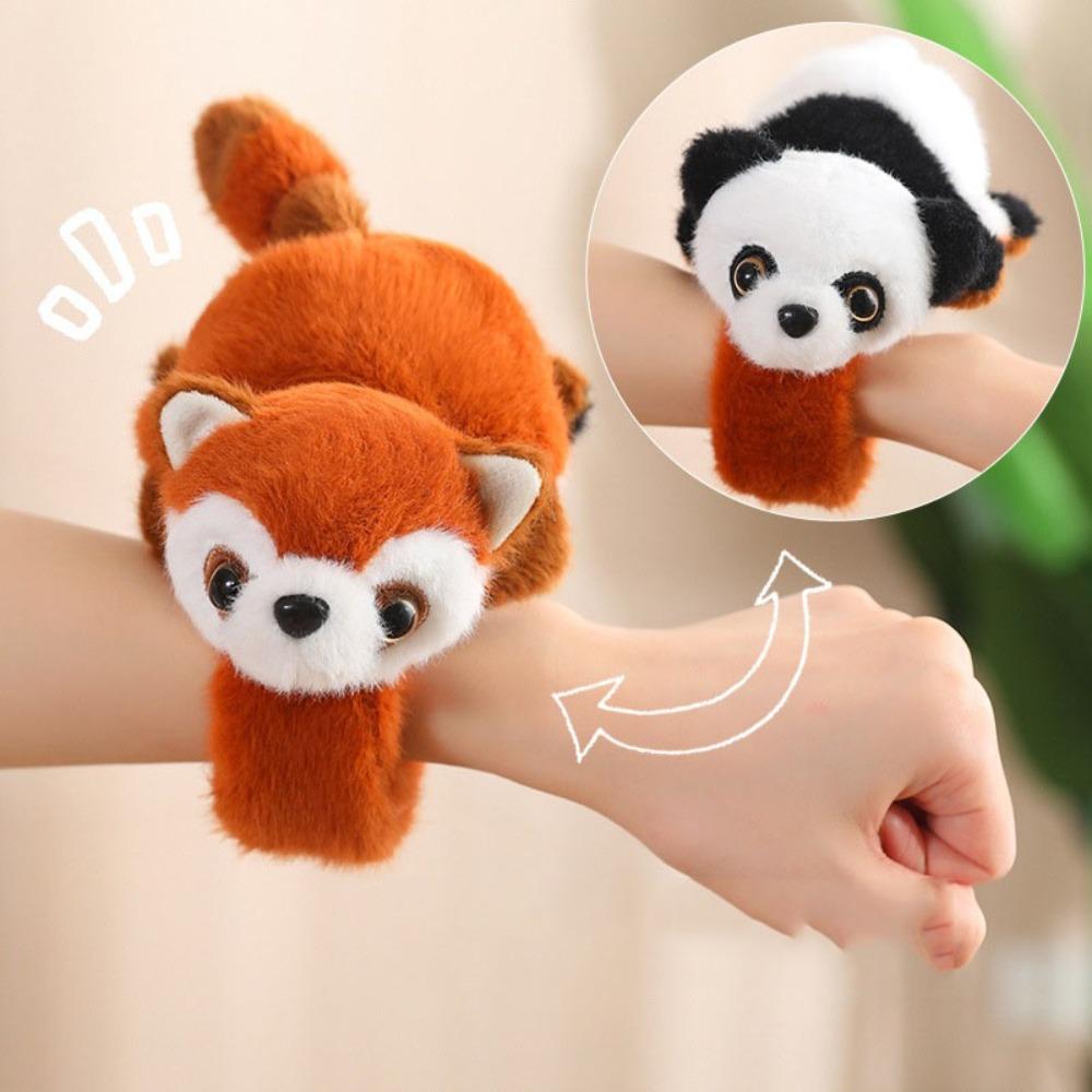 Turn into Highland dog Slap Bracelet Series Simulation Raccoon Plush Wrist Band  Birthday Gift