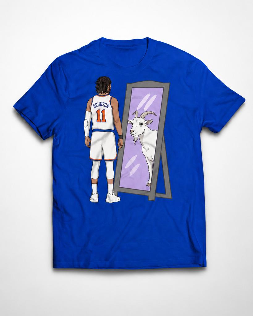 Jalen Brunson GOAT Shirt New York Basketball Fan Tee Royal Blue Unisex Fan Gift