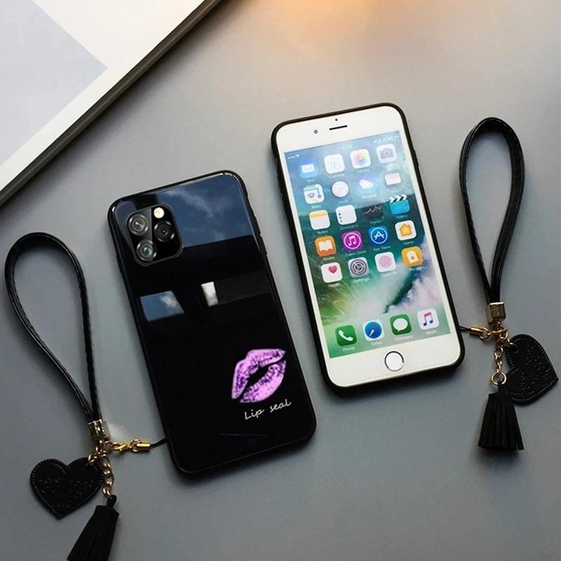 Husă pentru telefon din sticlă temperată cu model de imprimare la modă pentru OPPO Reno 11 Pro 10 Pro Plus Husă din spate rezistentă la șocuri pentru Reno 9Pro Plus cu șnur cu ciucuri