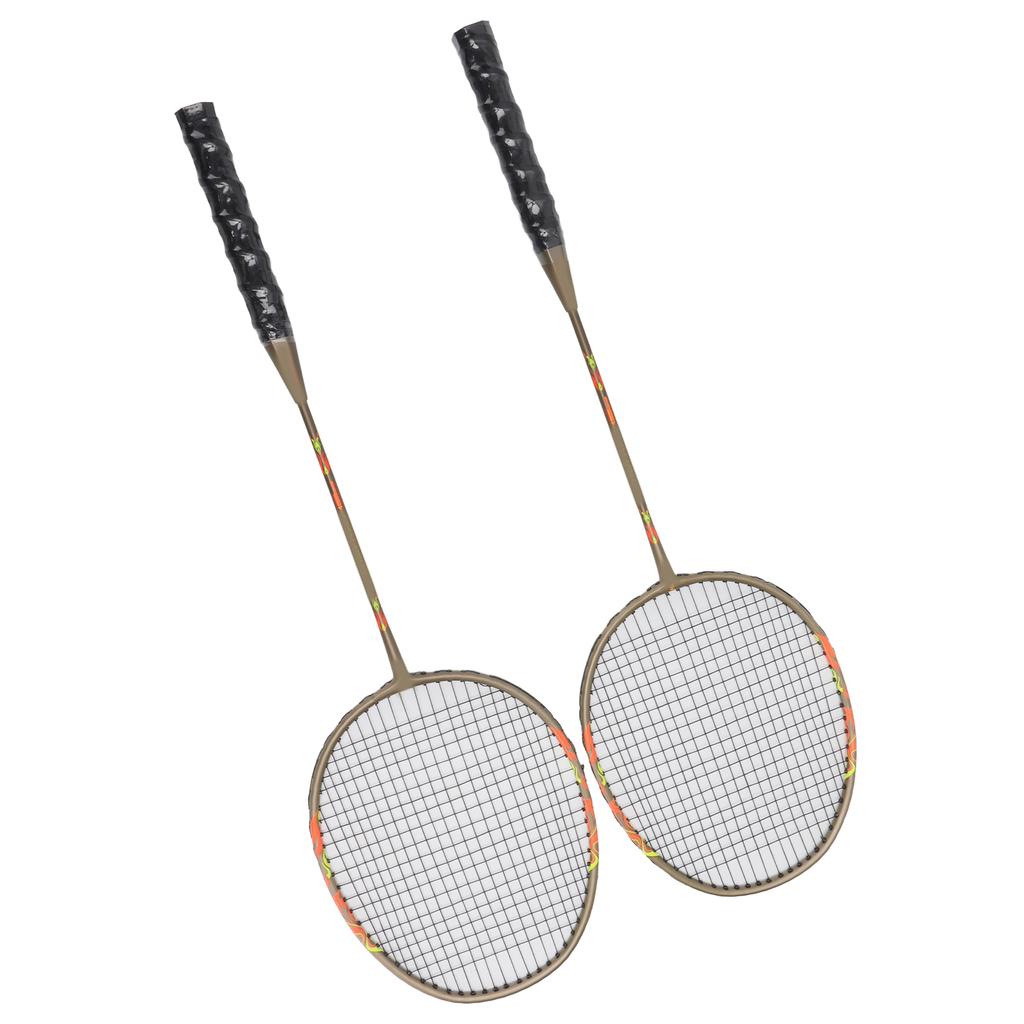 Set di 2 Racchette da Badminton Leggere in Lega di Ferro Monopezzo con Borsa portaoggetti per Principianti