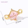 18K Gold Plated Charms Connector For Jewelry Making Supplies,Square Crystal Glass Charms,DIY Earring Bracelet Making Accessories