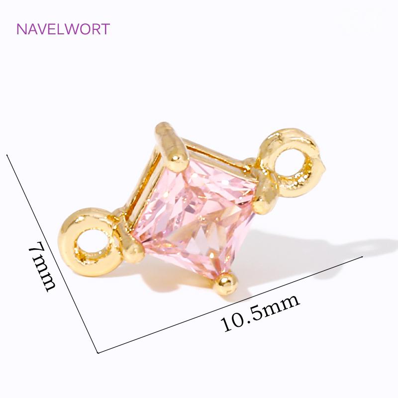 18K Gold Plated Charms Connector For Jewelry Making Supplies,Square Crystal Glass Charms,DIY Earring Bracelet Making Accessories
