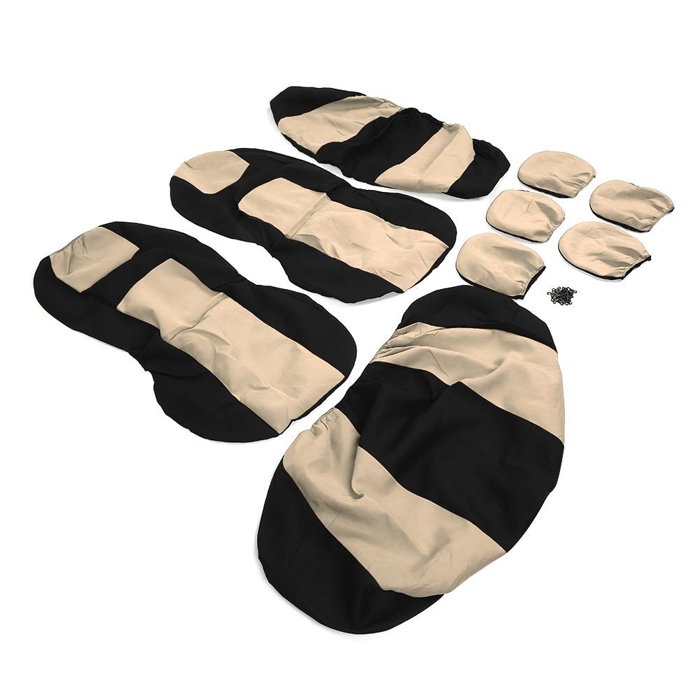 

9 шт. Защитный чехол для автосиденья Дышащий Пыленепроницаемый Универсальный аксессуар для 5-местного автомобиляБежевый