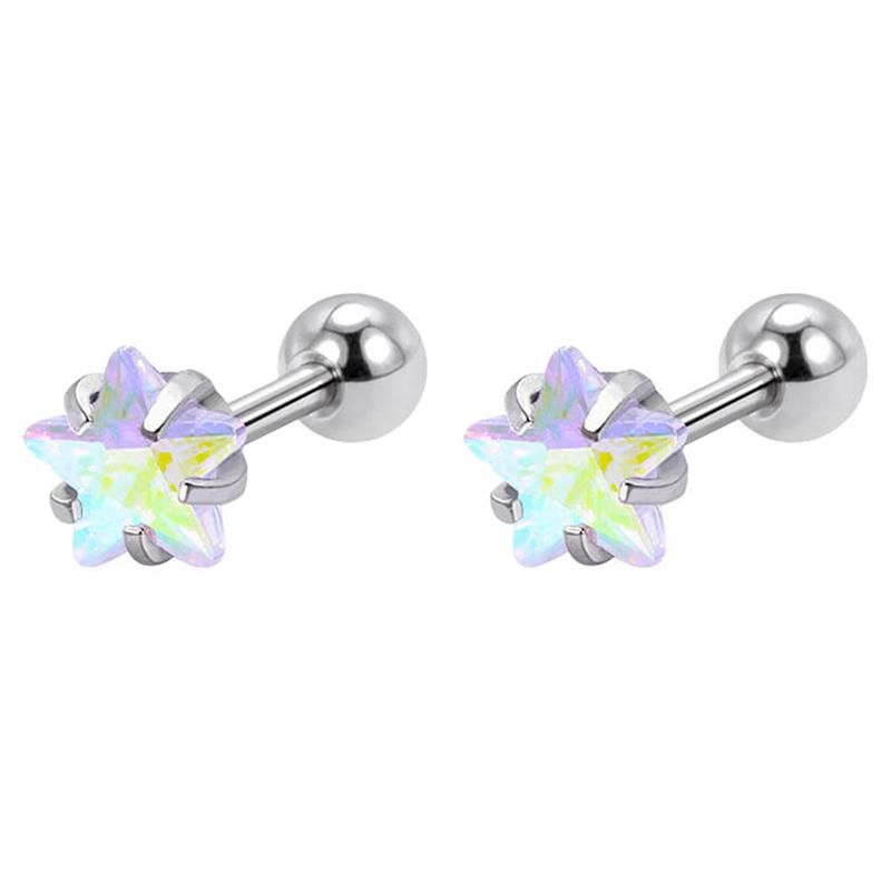 1 Pair 4Mm Multicolor  Stud Earrings For Women Ear Bone Nail Cartilage Ea