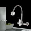 Wall Mounted Kitchen Faucet Hot Cold Mixers Kitchen Sink Tap 360 Degree Swivel Flexible Spout  Stainless Steel Wall Mounted
