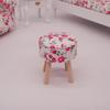 45669 Scale Wooden Round Floral Dollhouse Stool Chair for Dolls House