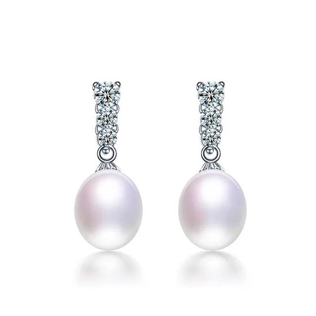 HENGSHENG 100% Real Natural Freshwater Pearl Earrings For Girl, 925 Sterling Silver Drop Earrings With Jewelry Women Earrings