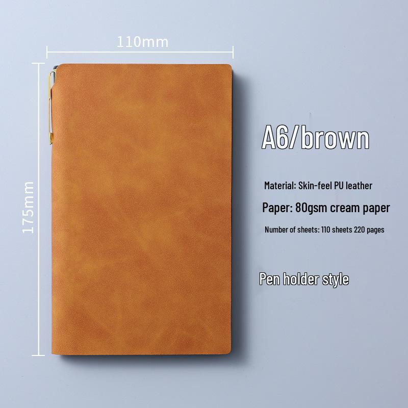 A6 Custom Soft Leather Notebook with Pen Holder and Logo Printing