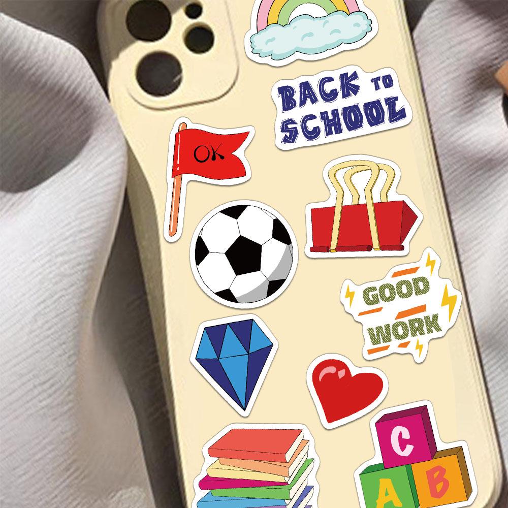 8-Sheet Cartoon Back-to-School Reward Stickers for Phone Cases and Notebooks