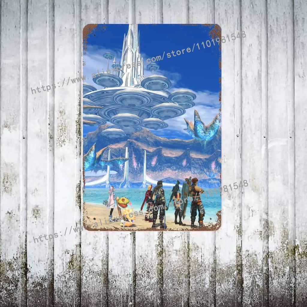 Xenoblade Chronicles 2 Hikari Poster Vintage Tin Sign Metal Sign Decorative Plaque for Pub Bar Man Cave Club Wall Decoration