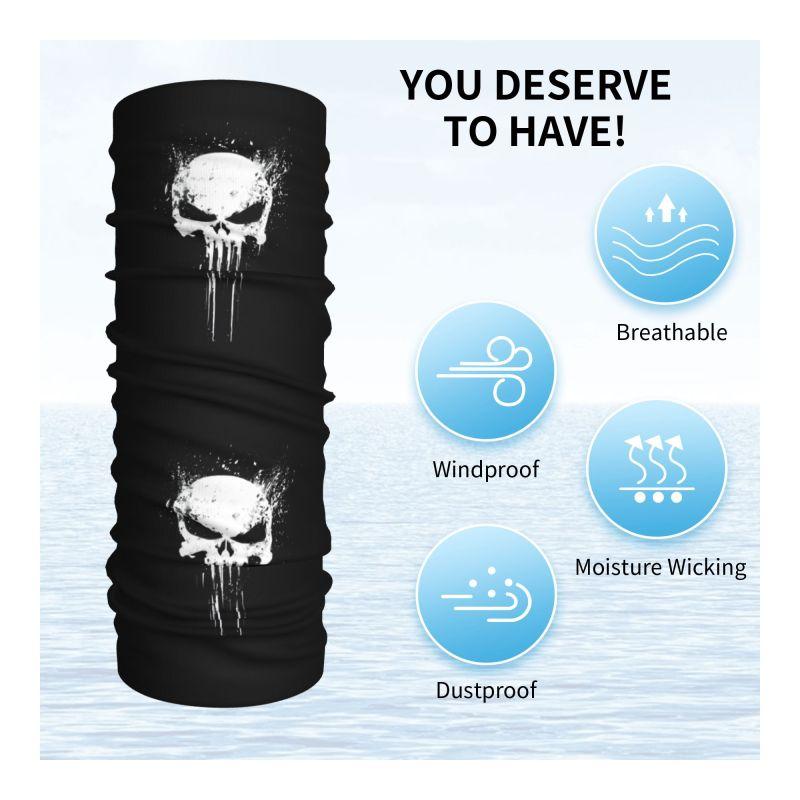 Skeleton Skull Print Winter Headband Neck Warmer Women Men Hiking Camping Riding Tube Scarf Heavy Metal Face Bandana Gaiter