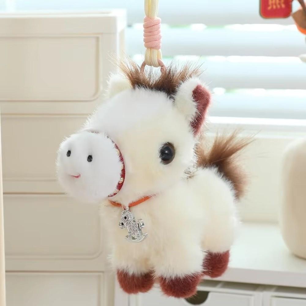 Cartoon Plush Horse Keychain Soft Pony Keychain Toy Zodiac Pony Figurine  New Year Gift