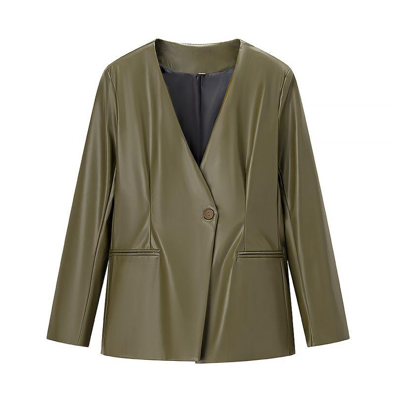 Zbzr Autumn New Women clothes Western Style Fashion Simple and Versatile V-neck One Button Blazers Top