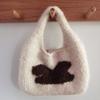 Plush knit bag, small bag, autumn/winter handheld, cute fluffy handbag, winter knit bag