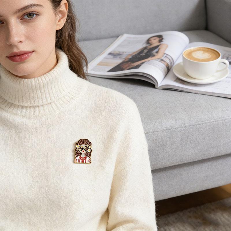 1Pc Traditional Clothing Russian Girl Brooch Versatile Zinc Alloy Retro Backpack Pin Russian-style Metal Brooch