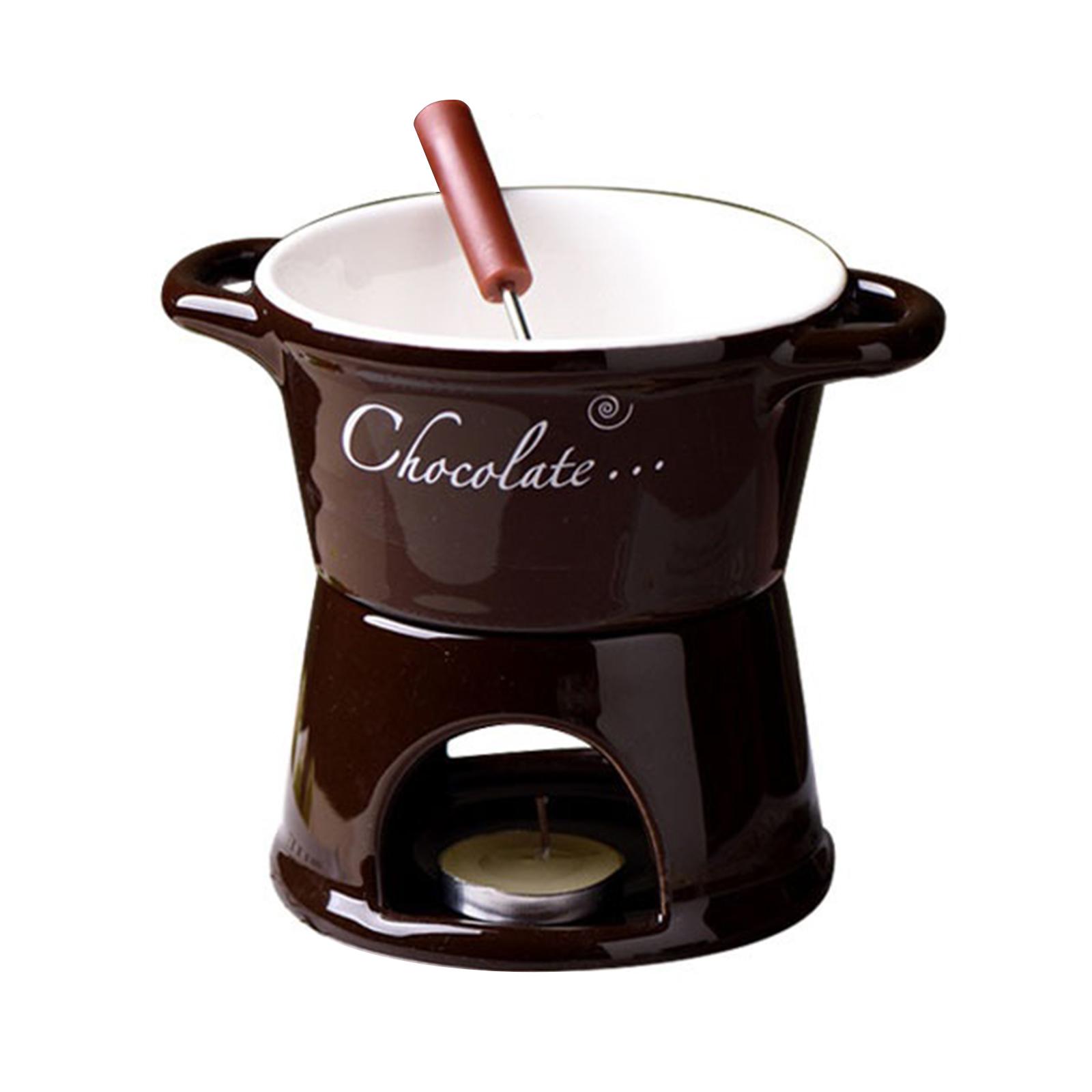 

Ceramic Chocolate Fondue Mug with Forks Chocolate Melting Cup Fondue Cup for Party Home Birthday Picnics 5.51x4.72x4.45 inch
