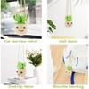 Vansolinne Crochet Car Mirror Hanging Accessories Cute Plant Basket for Rearview Mirror Hanger Decor Car Charm Interior Aesthetic Plant Lovers Gifts