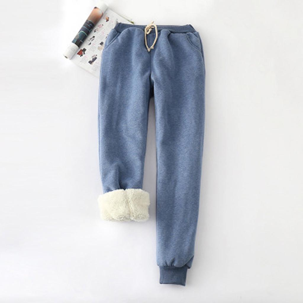 Ladies Color Big Yard Filling Loose Thickening Show Thin Warm Pants Trousers