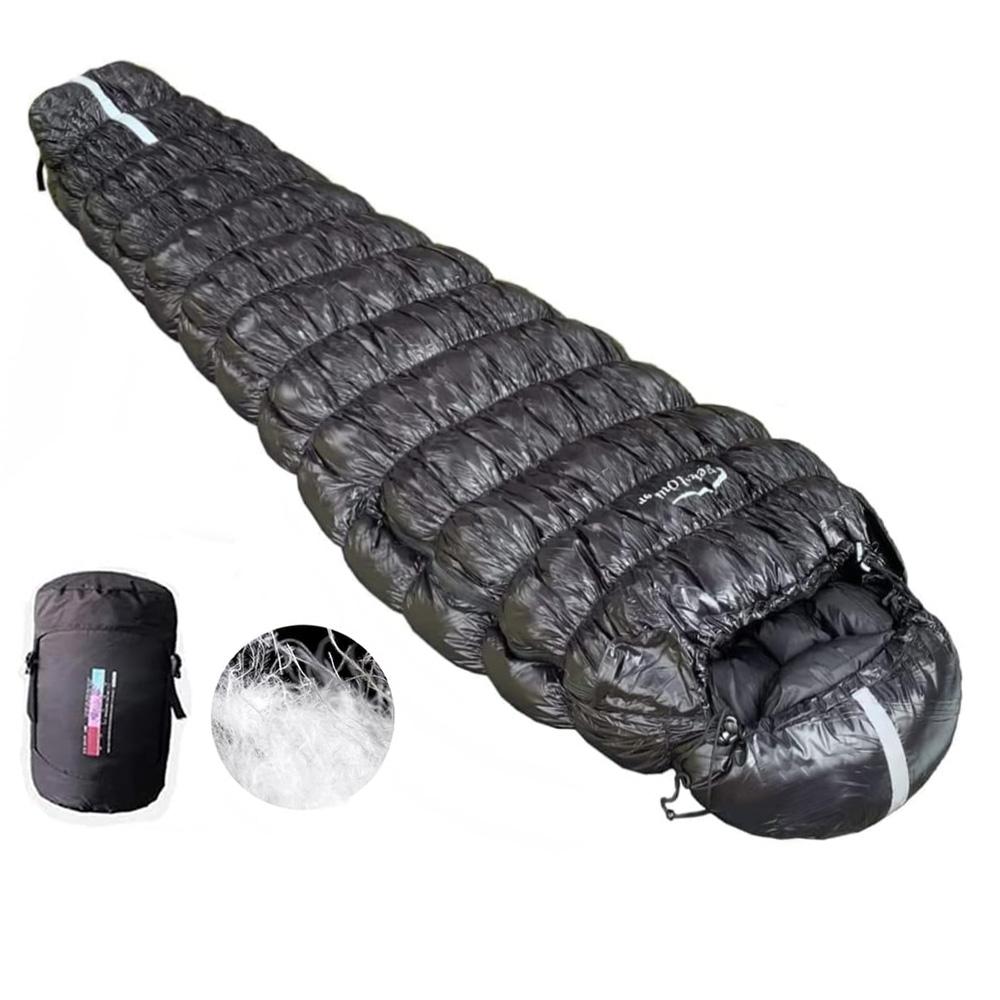 Outdoor camping, mummy sleeping bag, 95% goose down 1000g filling, high elasticity, ultra-light and warm, down sleeping bag