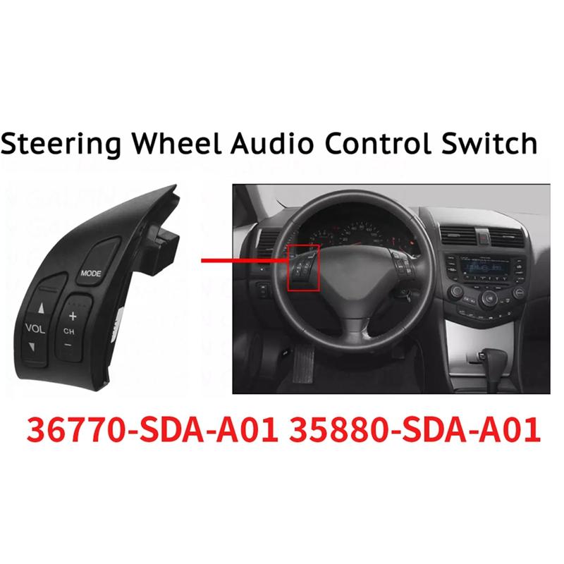 Car Steering Wheel Cruise Switch Control Audio Volume Buttons for Honda Accord 2003 2004 Black Left