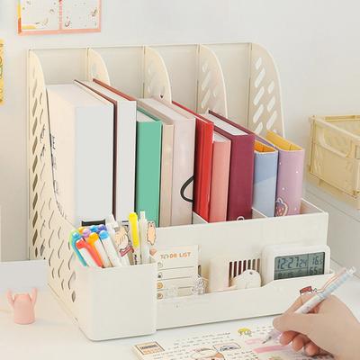 Cute Desktop File Organizer Book Holder Bookend for Students Foldable Shelf for Documents