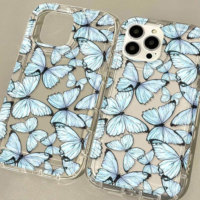 Retro Blue Butterfly for iPhone17promax Mobile Phone Case Apple 14 Large Hole 16/13 New 15