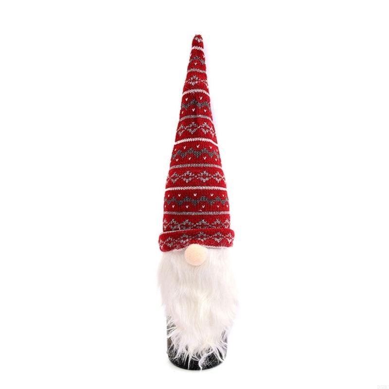 

Christmas Themed Knitted Bottle Toppers Santa Design User Fabric Homes Bar Decoration Gift бордовый