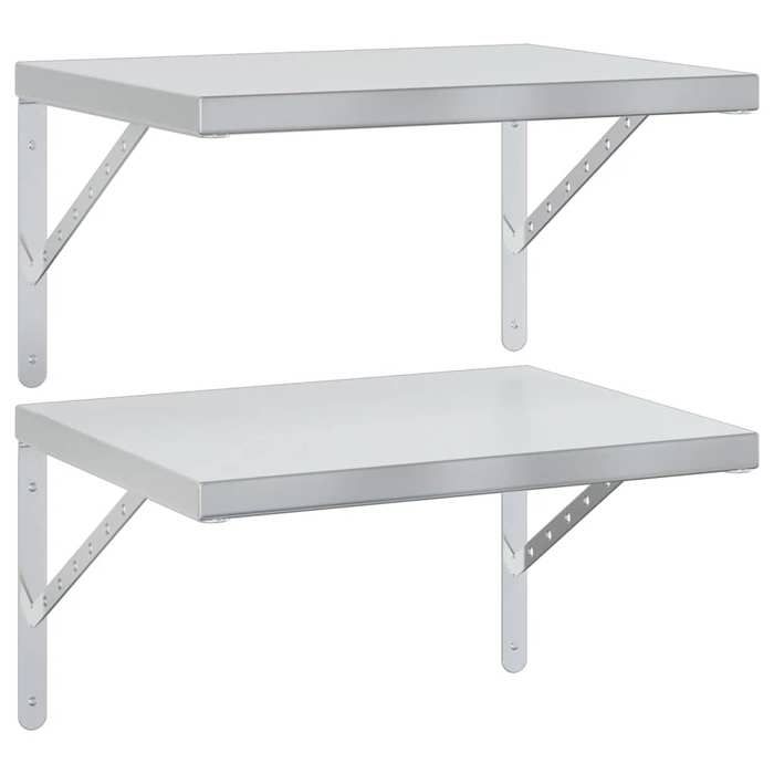 VidaXL Étagères murales 2 pcs 50x40 cm argenté acier inoxydable, étagère flottante, étagère murale d'exposition, panneau 3214508