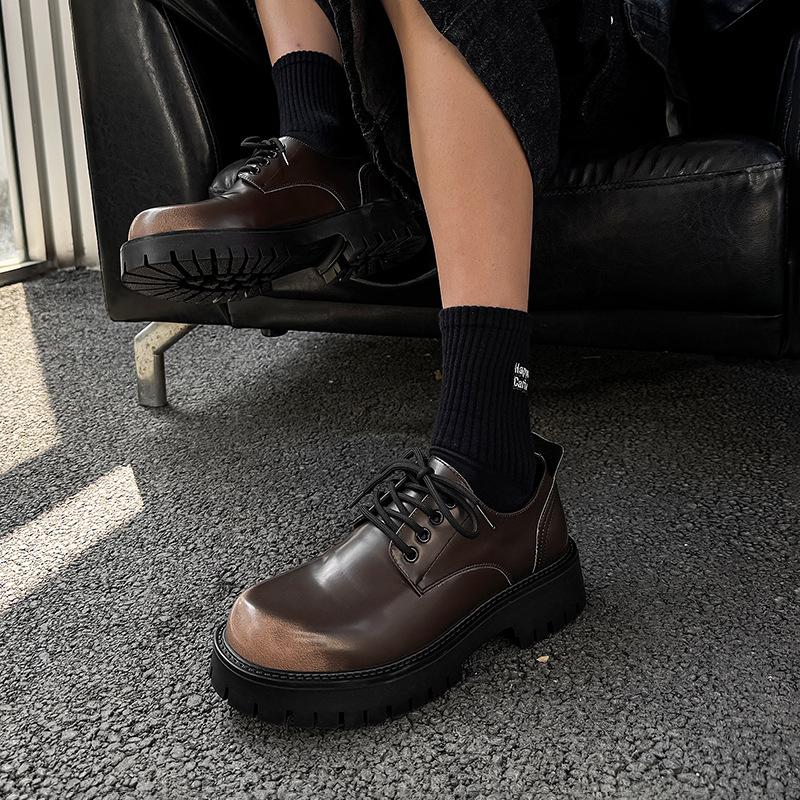 2025 new derby shoes big head shoes niche high-end thick soles increase height casual versatile trendy men's shoes 3138-Q