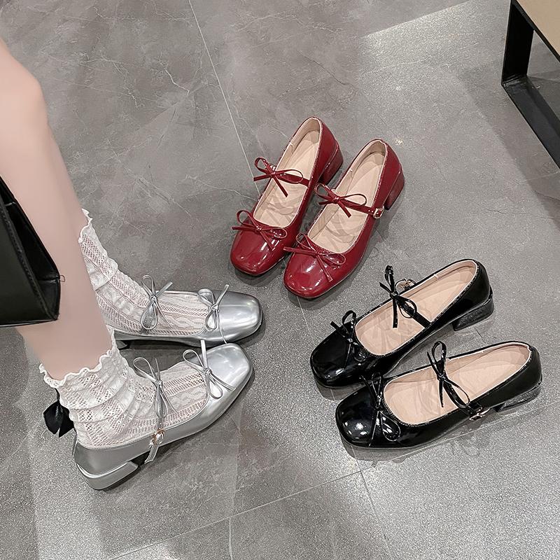 Fashion Crystal Buckle Women Mary Jane Shoes Fashion Shallow Shoes Ladies Outdoor College Style Thick Heel Shoes