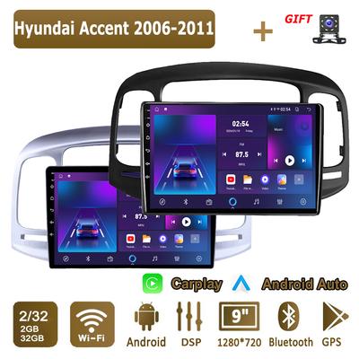 Autoradio Android Carplay Pour Hyundai Accent 2006-2011 Lecteur Multimédia Unité Principale Stéréo Navigation GPS BT WIFI 2+32GB