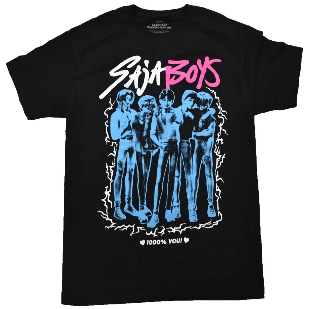 

KPOP Demon Hunters Saja Boys 1000% You Adult Black Shirt New S, M, 2XL 4XL