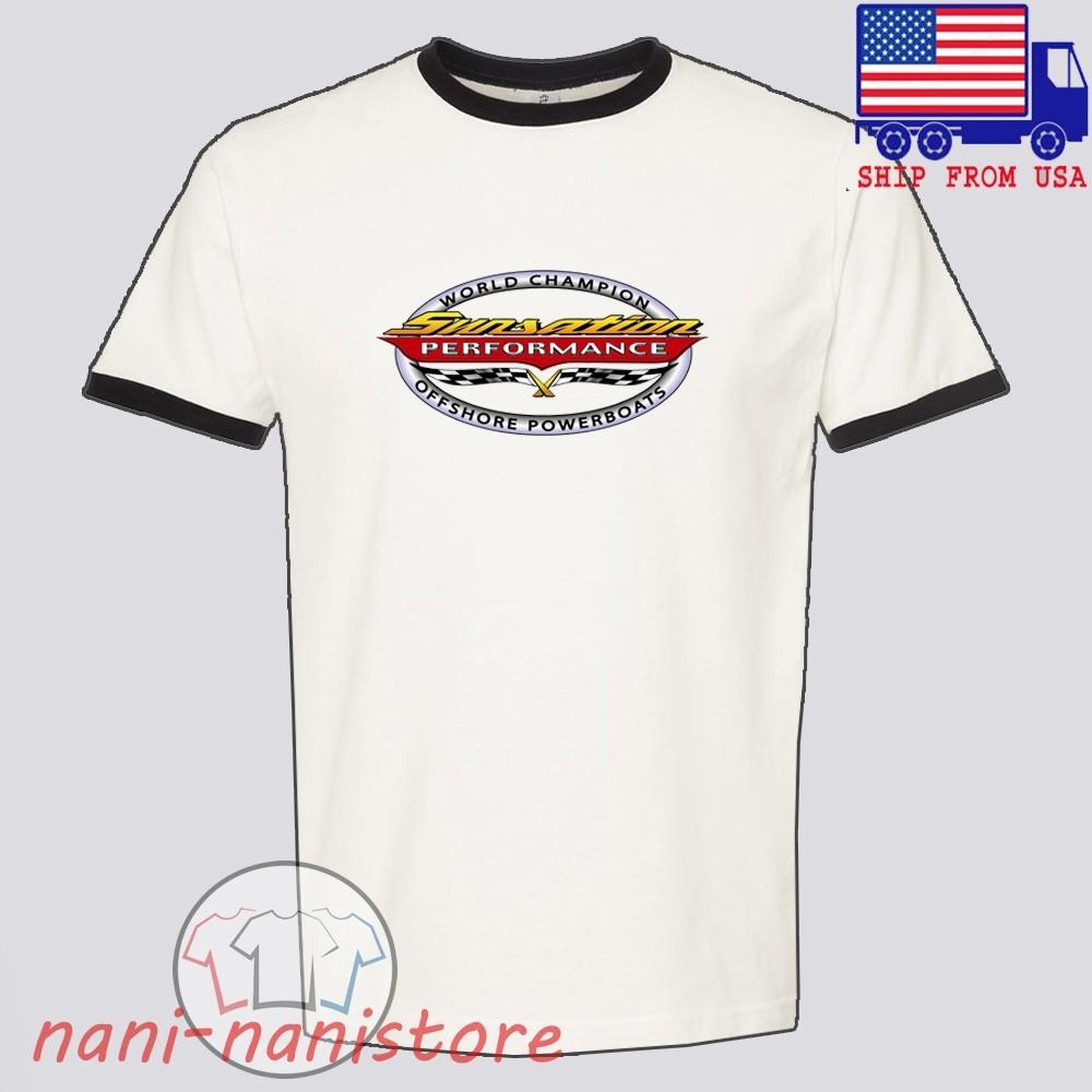 Sunsation Powerboats Boats Men#039;s Ringer Black Size S3XL Unisex T-Shirt S