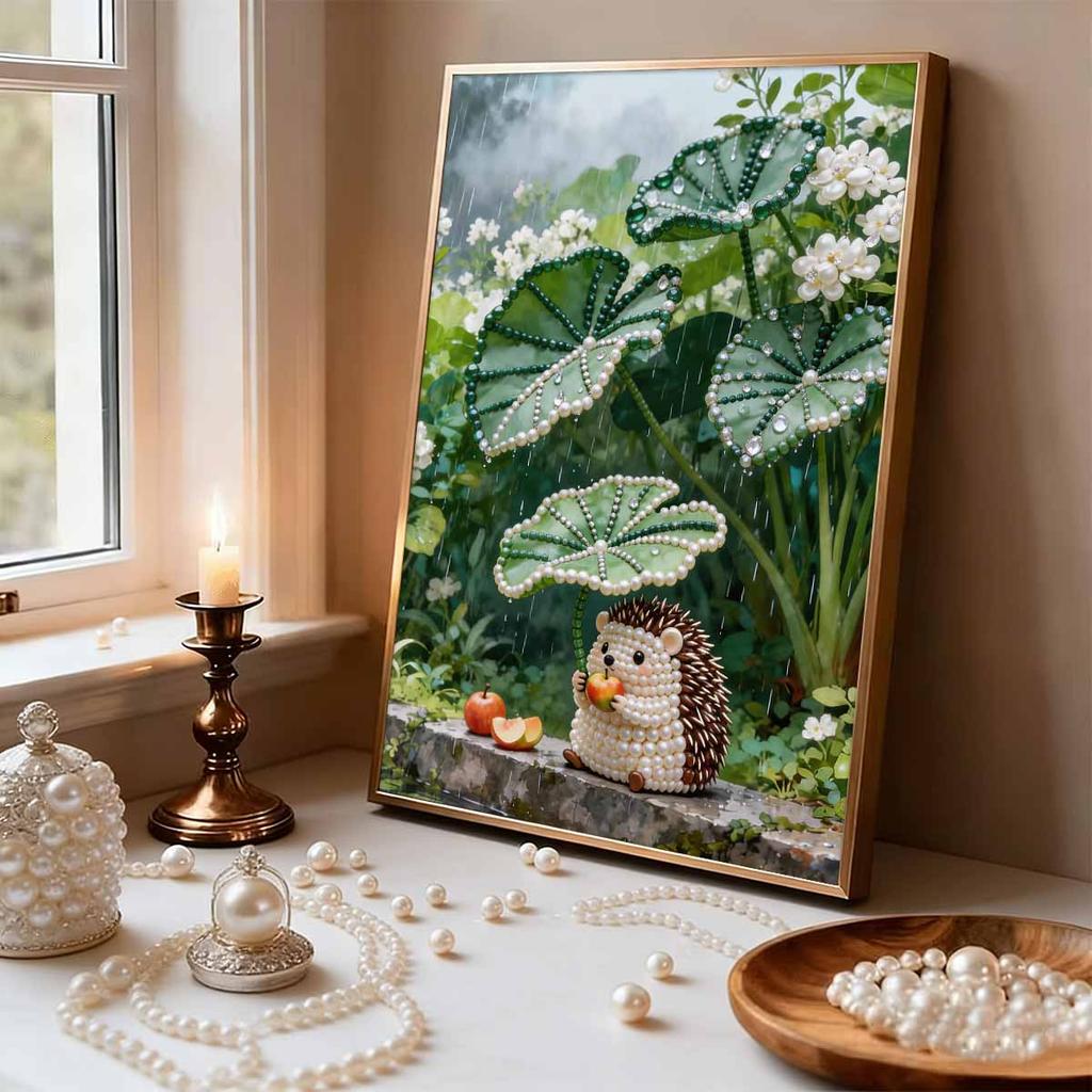 5D Frameless Pearl Painting Cute Hedgehog Diy Handmade Sticky Diamond Creative Canvas Art Painting Bedroom Decoration Living Room Hanging Painting