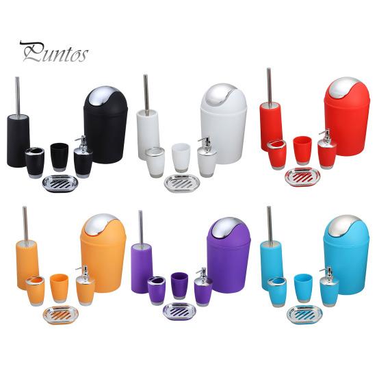 6 Teile/satz Badezimmer Kit Lotion Flasche Mundwasser Tasse Zahnbürste Tasse Seife Box WC-Bürste Mülleimer Set Toilettenartikel Veranstalter