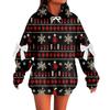 Ladies' Christmas Printed Bow Long Sleeved Loose Fitting Headband With Rope Hooded Sweatshirt Top