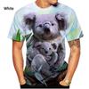Summer Round Neck 3D Cute Koala Pattern Print Top Fashionable Casual Short Sleeved Men's T-shirts