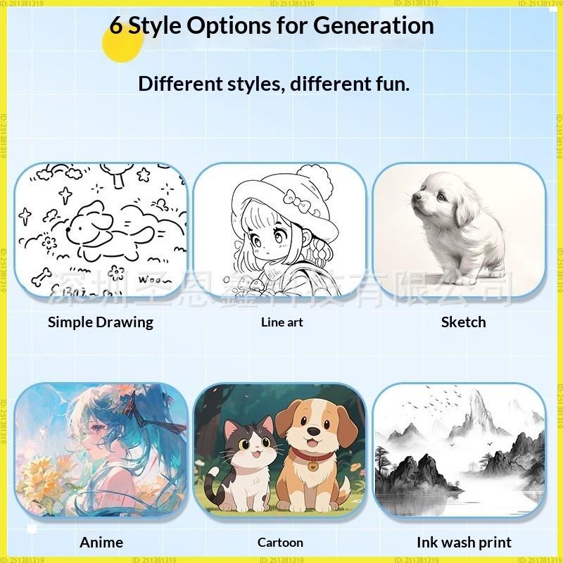 Shengen Ai Thermal Printer Wifi Connected Voice Controlled Ai Voice To Image Inkless Portable 6 Printing Modes Gift For Kids